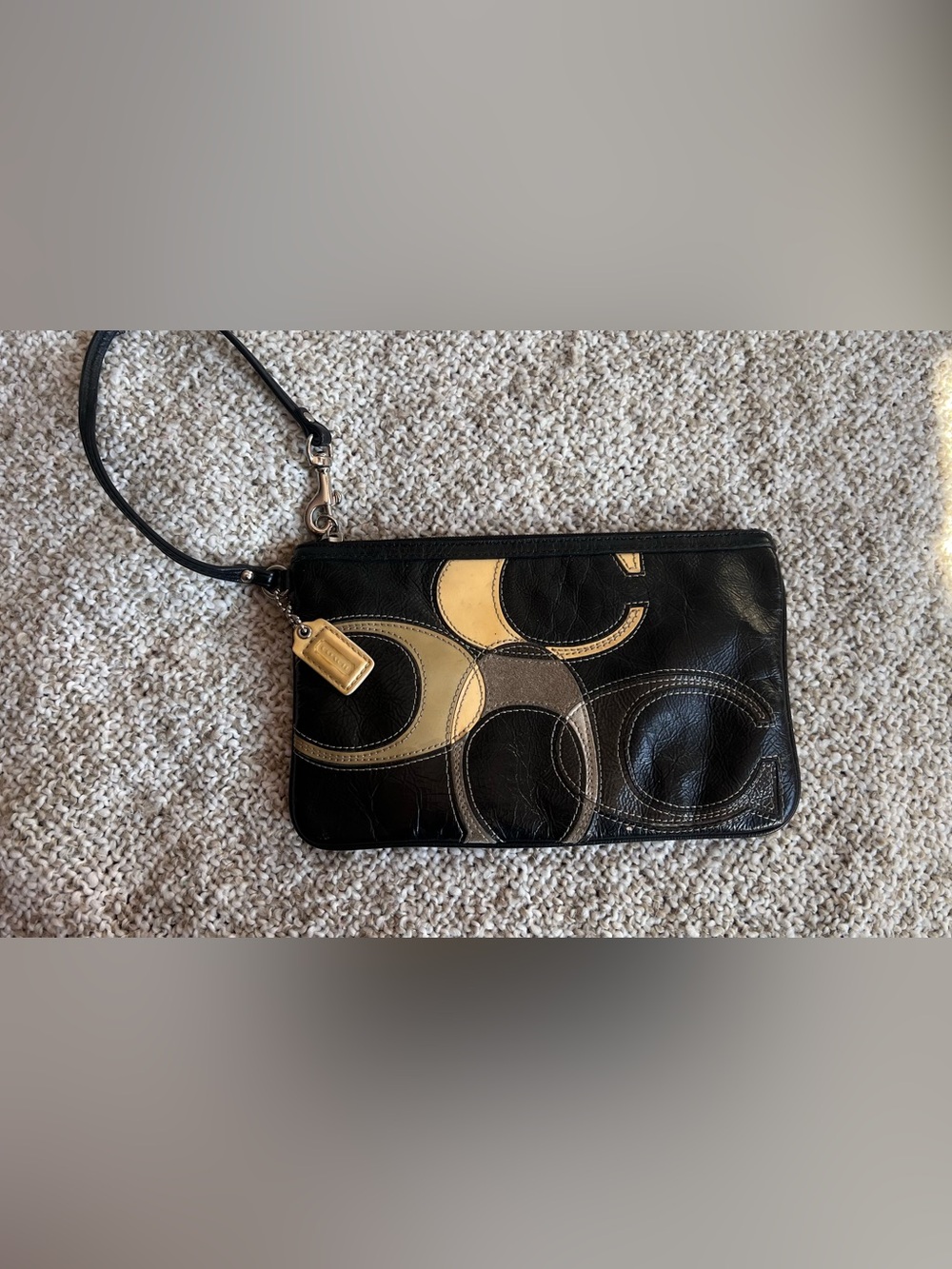 Y2K Coach Optic Signature Leather Inlaid Patchwork Wristlet